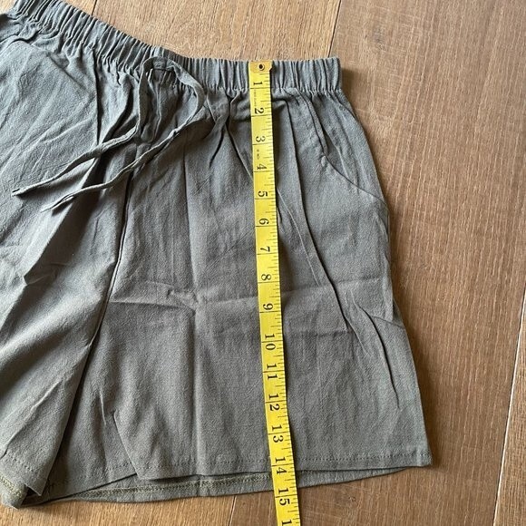 NWOT Women Solid High Waist Linen Blend Shorts Pants Beach Shorts (Size L) - Picture 6 of 7